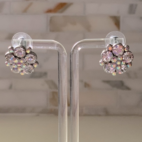 Glass Cluster Crystal Party Cocktail Earrings - Picture 2 of 10